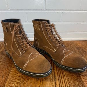 ROAN by BedStu Men's Zalen Contrast Leather Suede Boots - Camel